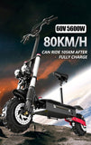 60V 5600W Dual Drive Electric Scooter 80km/h Foldable with Seat