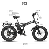 Folding Electric Bicycle Fat Tire Mountain  Ebike 20 Inch