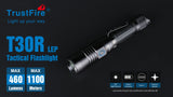 Trustfire T30R LED Tactical Flashlight 460 Lumens Beam Range Military Rechargeable