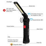 LED Tactical Flashlight USB Rechargeable Torch Waterproof Magnetic