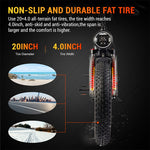 20 Inch 4.0 Fat Tire Moped Bicycle 1000W Brushless Motor 48V 13AH Lithium Battery