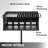 Heavy Duty Grilll Single Post w/ Cooking Grate 360º Adjustable Park-Style