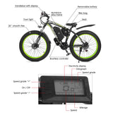 Electric Mountain Bike with Dual 500W Motors 31.1MPH 43.5 Miles Commuter Bicycle 48V 17.5Ah Battery MAX 50 km/h