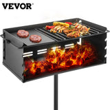 Heavy Duty Grilll Single Post w/ Cooking Grate 360º Adjustable Park-Style