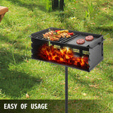 Heavy Duty Grilll Single Post w/ Cooking Grate 360º Adjustable Park-Style