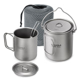 3 Pieces Titanium 750ml Pot Cookware Set - activityasset