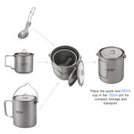 3 Pieces Titanium 750ml Pot Cookware Set - activityasset