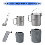 3 Pieces Titanium 750ml Pot Cookware Set - activityasset