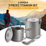 3 Pieces Titanium 750ml Pot Cookware Set - activityasset