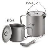 3 Pieces Titanium 750ml Pot Cookware Set - activityasset