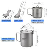 3 Pieces Titanium 750ml Pot Cookware Set - activityasset