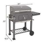 Square Charcoal Trolley Barrel Barbecue Grill - activityasset