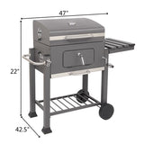 Square Charcoal Trolley Barrel Barbecue Grill - activityasset