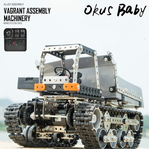 RC Tracked Dump Truck DIY Stainless Steel Assemble Forklift Bulldozer Crane Vehicle Metal RC Car Model Kid