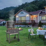 Square Charcoal Trolley Barrel Barbecue Grill - activityasset