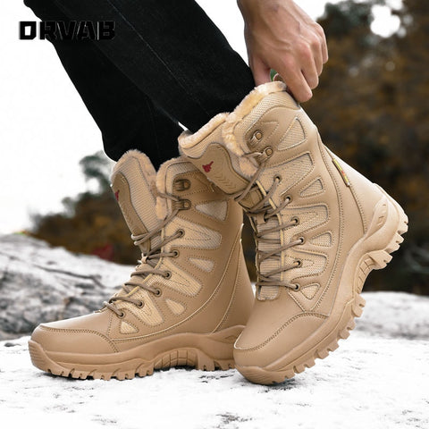 Leather Combat Boots for Men and Women Military Snow Boots