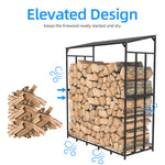 Extra Large Tall Outdoor Firewood Rack with Cover Heavy Duty