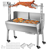 Electric Roaster Grill 2 in-1 BBQ Rotisserie W/ Lockable Wheels for Roasting