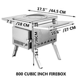 Tent Wood Stove Stainless Steel W/Folding Pipe