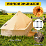 4-12 Person Waterproof Cotton Canvas Bell Tent W/ Stove Hole