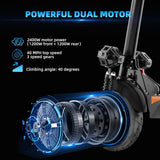 Dual Motor Electric Scooter with Seat 100KM Long Range  60KM/H High-Speed 10-Inch Pneumatic Tires Foldable