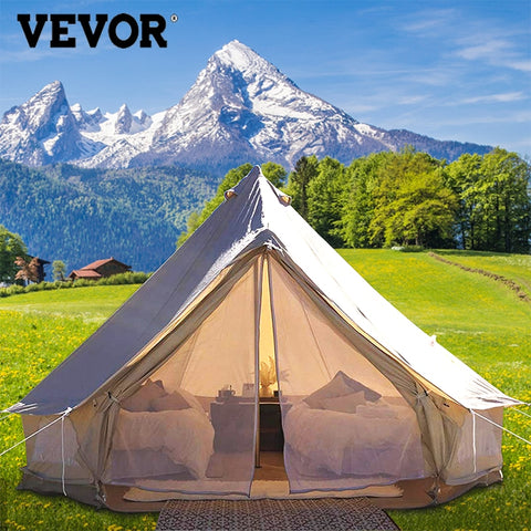 4-12 Person Waterproof Cotton Canvas Bell Tent W/ Stove Hole