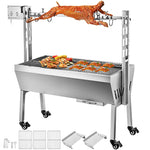 Electric Roaster Grill 2 in-1 BBQ Rotisserie W/ Lockable Wheels for Roasting