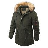 Winter Coat Hooded Fur Collar Men Warm Jacket Detachable Hat