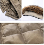 Winter Coat Hooded Fur Collar Men Warm Jacket Detachable Hat