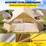 4-12 Person Waterproof Cotton Canvas Bell Tent W/ Stove Hole