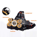 Powerful LED Headlight headlamp 5LED Head Lamp 8000 lumens