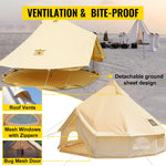 4-12 Person Waterproof Cotton Canvas Bell Tent W/ Stove Hole