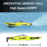 Atomic 45mph High-Speed Lake Racing Remote Control RC Boat 2.4Ghz  with ABS Unibody Blow Plastic Hull