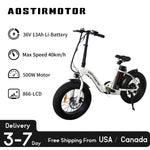 500W G20 Folding Ebike 20Inch 4.0 Fat Tire Snow Electric Bike For Women 36V 13Ah Lithium Battery Mountain Bike