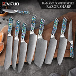 Steel Kitchen Knives Set Abalone Handle