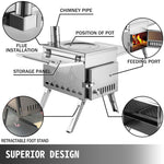 Tent Wood Stove Stainless Steel W/Folding Pipe