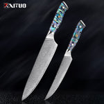 Steel Kitchen Knives Set Abalone Handle