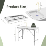 Folding Fish Fillet Cleaning Cutting Table w/ Sink Faucet