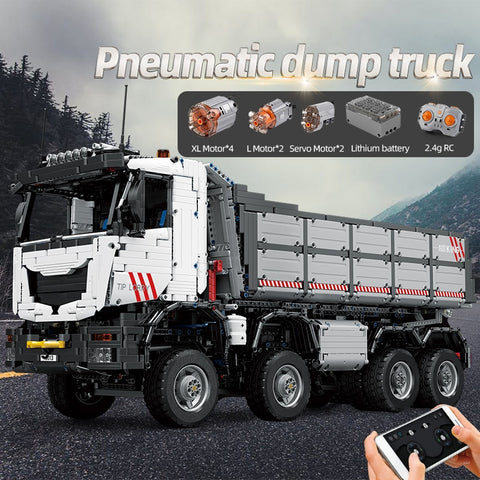 Truck Building RC Pneumatic Dump Truck with Motor Building Blocks with App