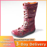 Strap-Accent Washed Leather Women Winter Boot W/ Plus Size