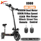 Dual Motor Electric Scooter with Seat 100KM Long Range  60KM/H High-Speed 10-Inch Pneumatic Tires Foldable