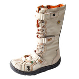 Strap-Accent Washed Leather Women Winter Boot W/ Plus Size