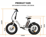 500W G20 Folding Ebike 20Inch 4.0 Fat Tire Snow Electric Bike For Women 36V 13Ah Lithium Battery Mountain Bike