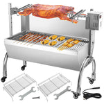 Electric Roaster Grill 2 in-1 BBQ Rotisserie W/ Lockable Wheels for Roasting