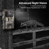 Trail Camera 36MP 1080P Game 120 Detection Range IP66 Waterproof No Glow Night Vision 75ft Trigger Distance