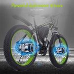 Electric Mountain Bike with Dual 500W Motors 31.1MPH 43.5 Miles Commuter Bicycle 48V 17.5Ah Battery MAX 50 km/h