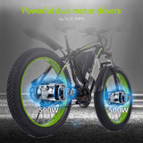 Electric Mountain Bike with Dual 500W Motors 31.1MPH 43.5 Miles Commuter Bicycle 48V 17.5Ah Battery MAX 50 km/h