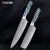 Steel Kitchen Knives Set Abalone Handle