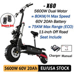 60V 5600W Dual Drive Electric Scooter 80km/h Foldable with Seat