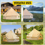 4-12 Person Waterproof Cotton Canvas Bell Tent W/ Stove Hole